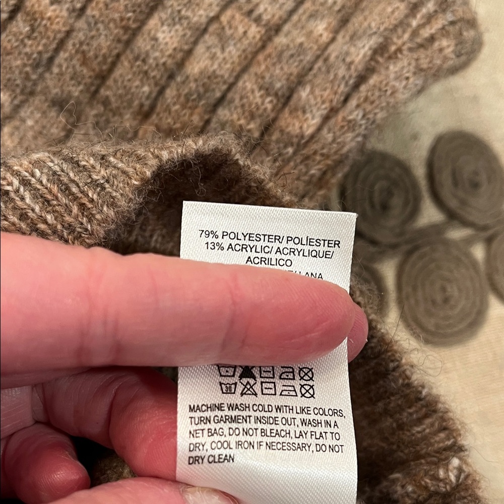 Lucky Brand Women's Ribbed Knit Hooded Sweater in Deep Taupe/NWT/XS - Picture 15 of 15